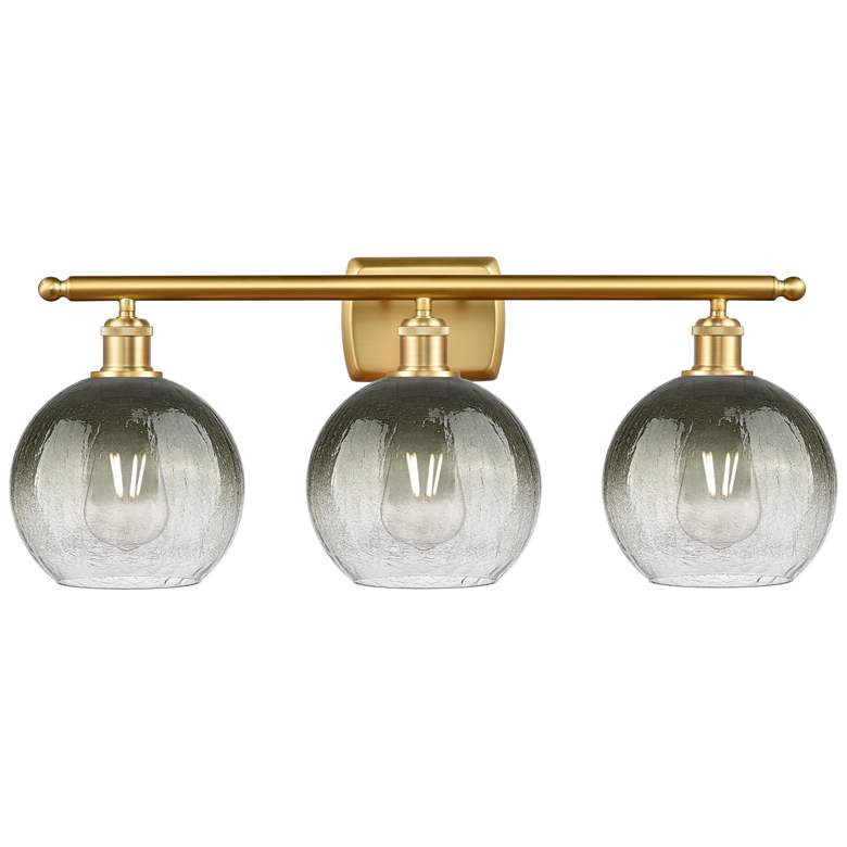 Image 1 Brookhaven Globe 11"H 3-Light Satin Gold Bath Vanity Light w/ Slate Shade