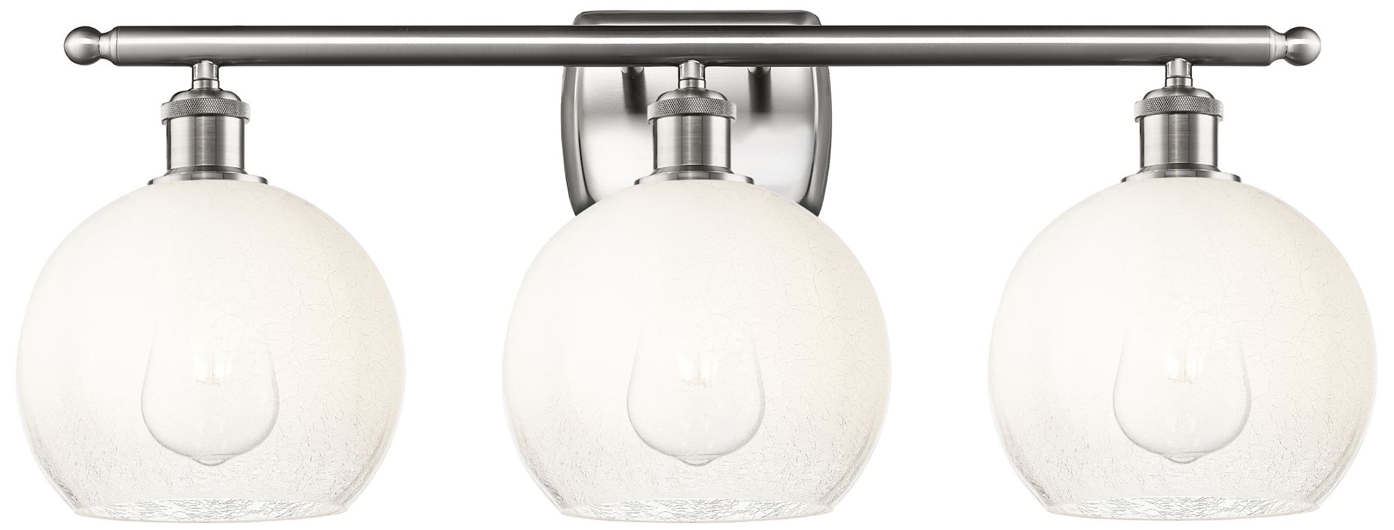 Thumbnail1 of Brookhaven Globe 11"H 3-Light Satin Nickel Bath Vanity Light w/ Opal Shade