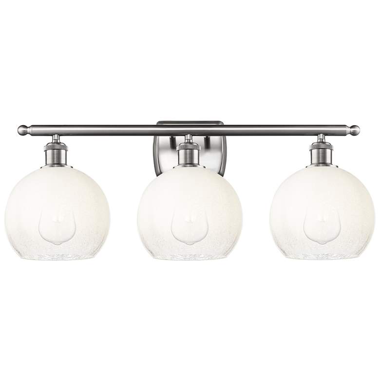 Image 1 Brookhaven Globe 11"H 3-Light Satin Nickel Bath Vanity Light w/ Opal Shade