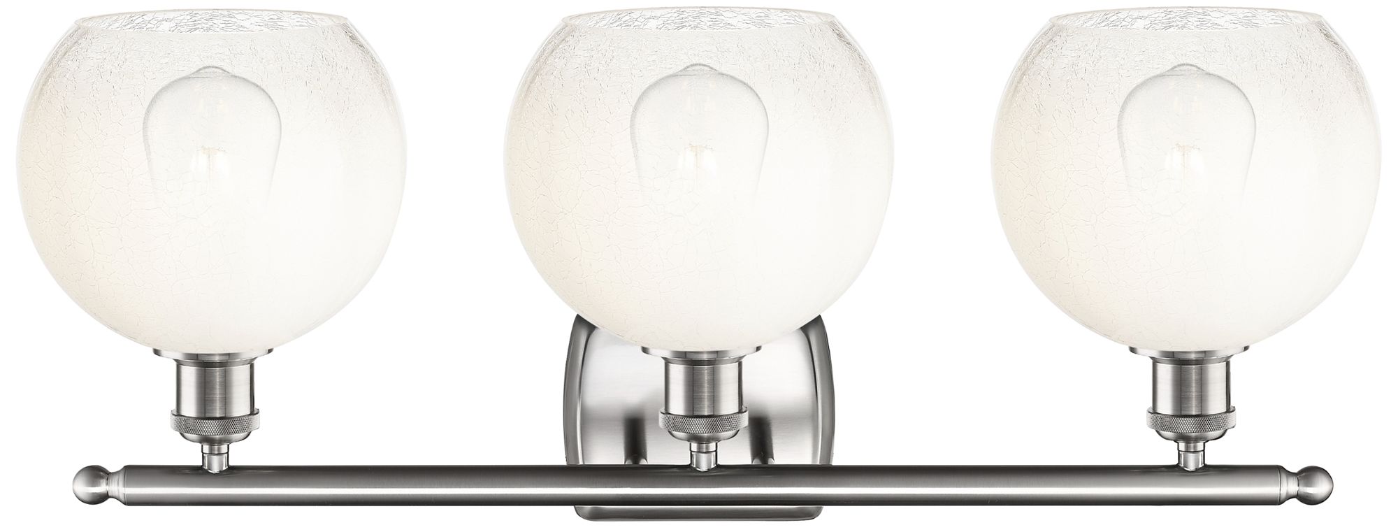 Thumbnail2 of Brookhaven Globe 11"H 3-Light Satin Nickel Bath Vanity Light w/ Opal Shade more views