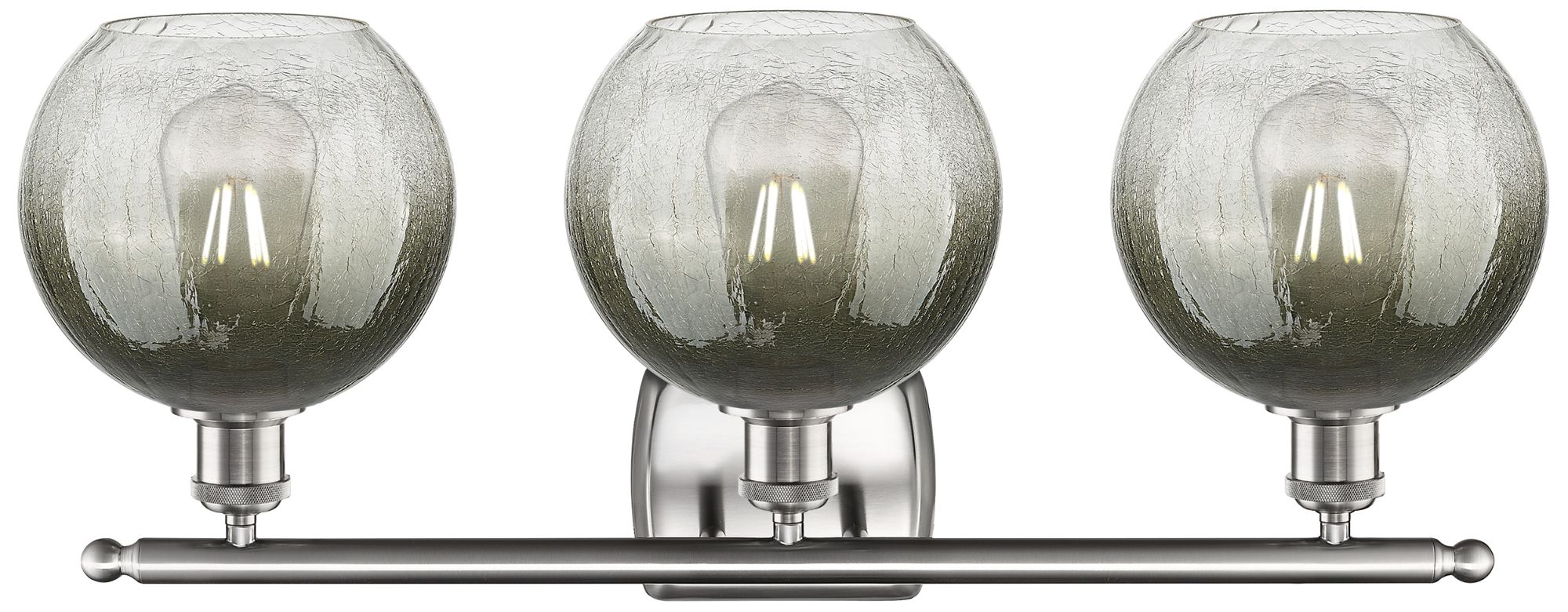 Image 2 Brookhaven Globe 11"H 3-Light Satin Nickel Bath Vanity Light w/ Slate Shade more views
