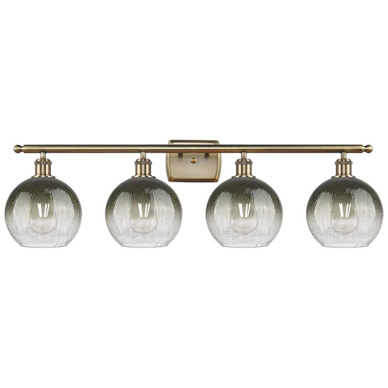 Image 1 Brookhaven Globe 11"H 4-Light Antique Brass Vanity Light w/ Slate Shade