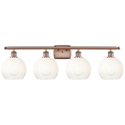 Brookhaven Globe 11"H 4-Light Antique Copper Vanity Light w/ Opal Shade