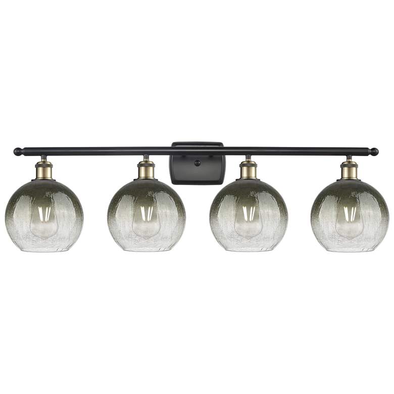 Image 1 Brookhaven Globe 11"H 4-Light Black Brass Bath Vanity Light w/ Slate Shade