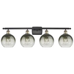 Brookhaven Globe 11"H 4-Light Black Brass Bath Vanity Light w/ Slate Shade