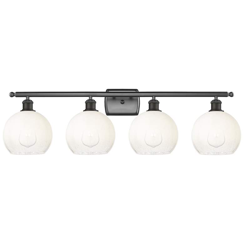 Image 1 Brookhaven Globe 11"H 4-Light Bronze Bath Vanity Light w/ Opal Shade