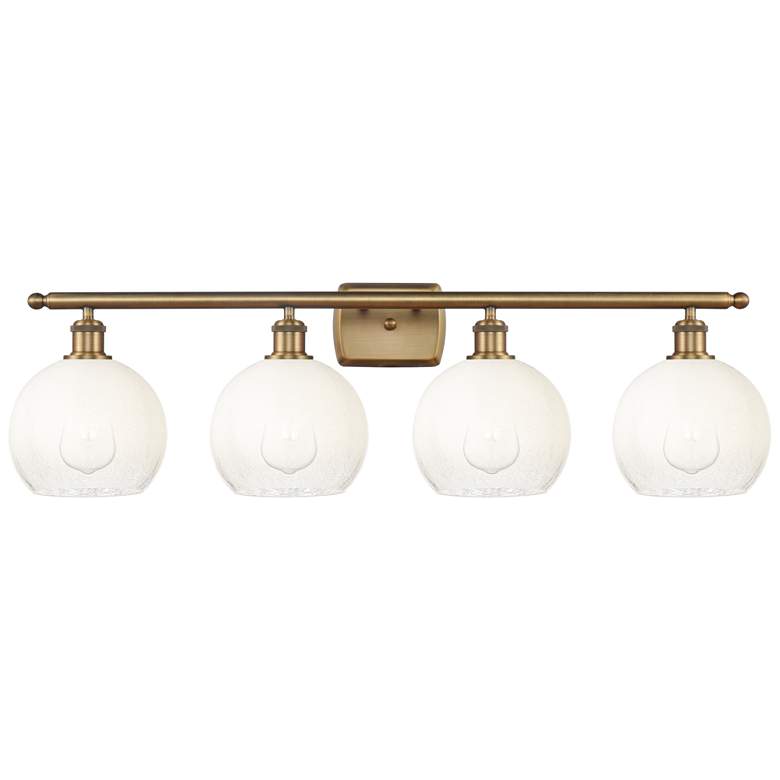 Image 1 Brookhaven Globe 11"H 4-Light Brushed Brass Vanity Light w/ Opal Shade