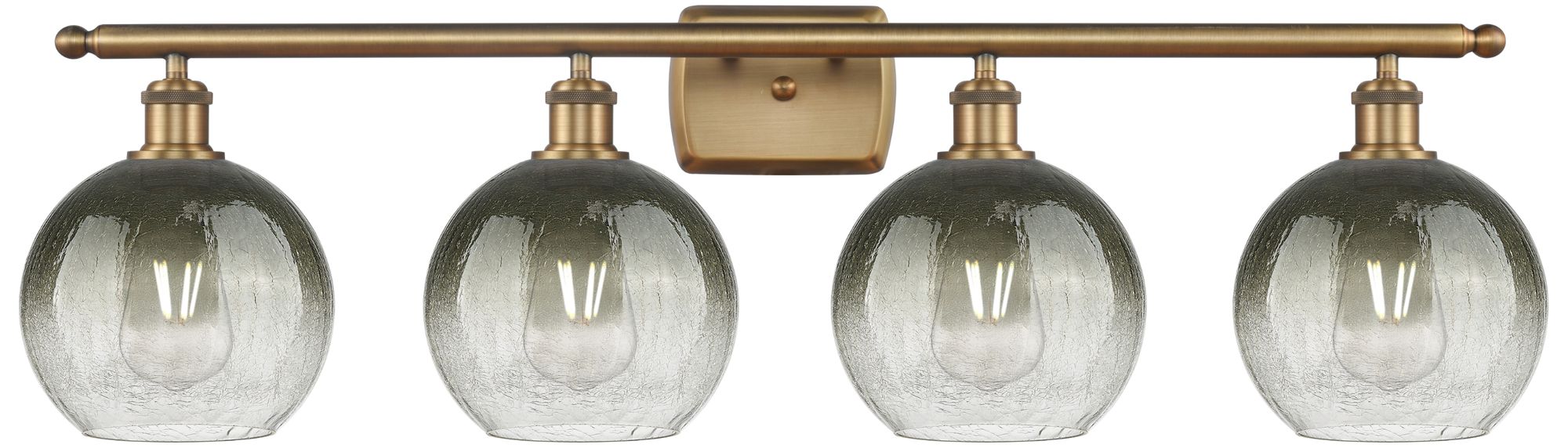 Brookhaven Globe 11"H 4-Light Brushed Brass Vanity Light w/ Slate Shade