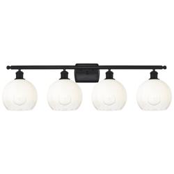 Brookhaven Globe 11"H 4-Light Matte Black Bath Vanity Light w/ Opal Shade