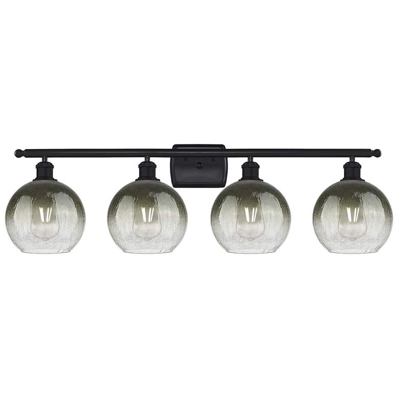 Image 1 Brookhaven Globe 11"H 4-Light Matte Black Bath Vanity Light w/ Slate Shade