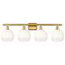 1_Brookhaven Globe 11"H 4-Light Satin Gold Bath Vanity Light w/ Opal Shade