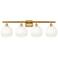Brookhaven Globe 11"H 4-Light Satin Gold Bath Vanity Light w/ Opal Shade