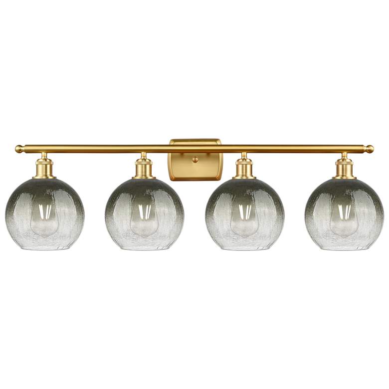 Image 1 Brookhaven Globe 11"H 4-Light Satin Gold Bath Vanity Light w/ Slate Shade