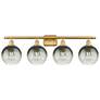 1_Brookhaven Globe 11"H 4-Light Satin Gold Bath Vanity Light w/ Slate Shade