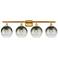 Brookhaven Globe 11"H 4-Light Satin Gold Bath Vanity Light w/ Slate Shade