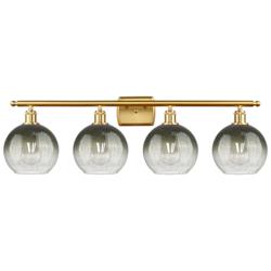 Brookhaven Globe 11"H 4-Light Satin Gold Bath Vanity Light w/ Slate Shade