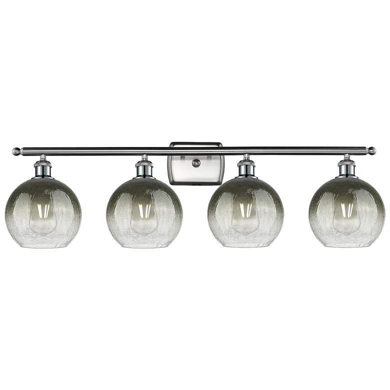 Image 1 Brookhaven Globe 11"H 4-Light Satin Nickel Bath Vanity Light w/ Slate Shade