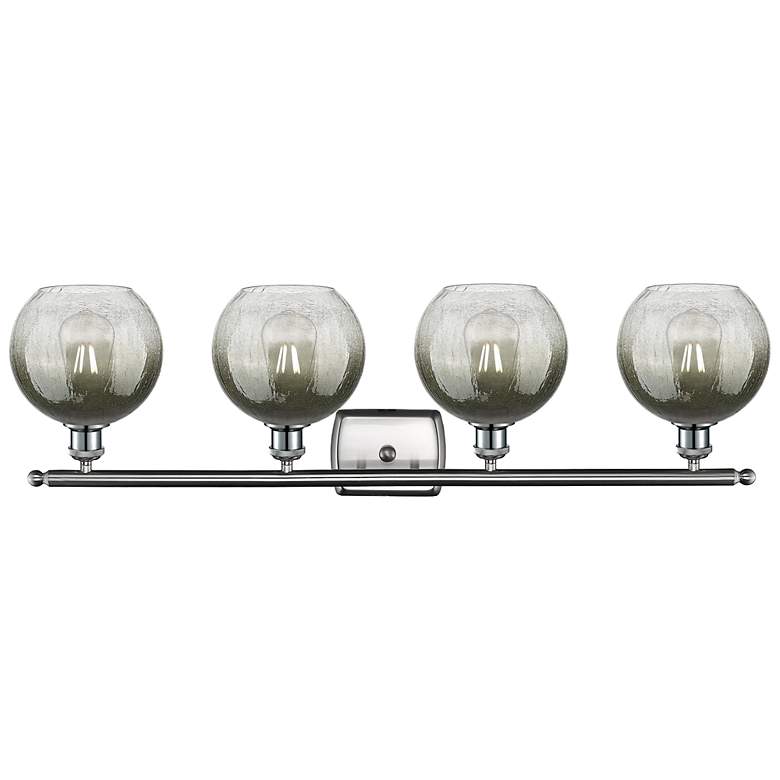 Image 2 Brookhaven Globe 11"H 4-Light Satin Nickel Bath Vanity Light w/ Slate Shade more views