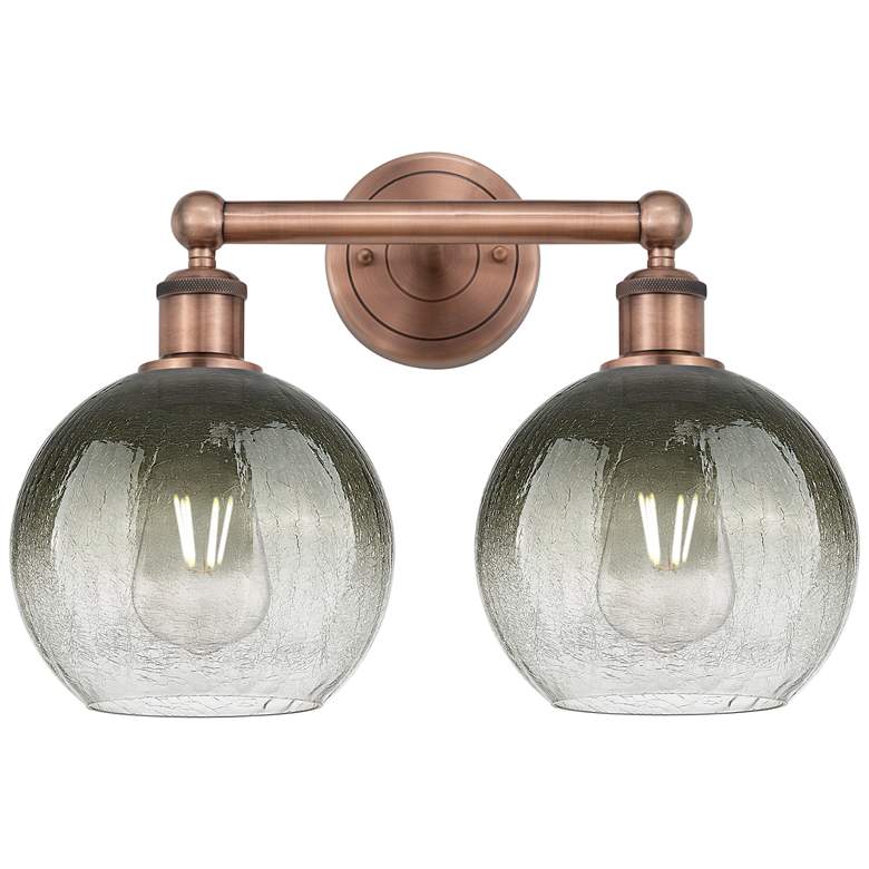 Image 1 Brookhaven Globe 12"H 2-Light Antique Copper Vanity Light w/ Slate Shade