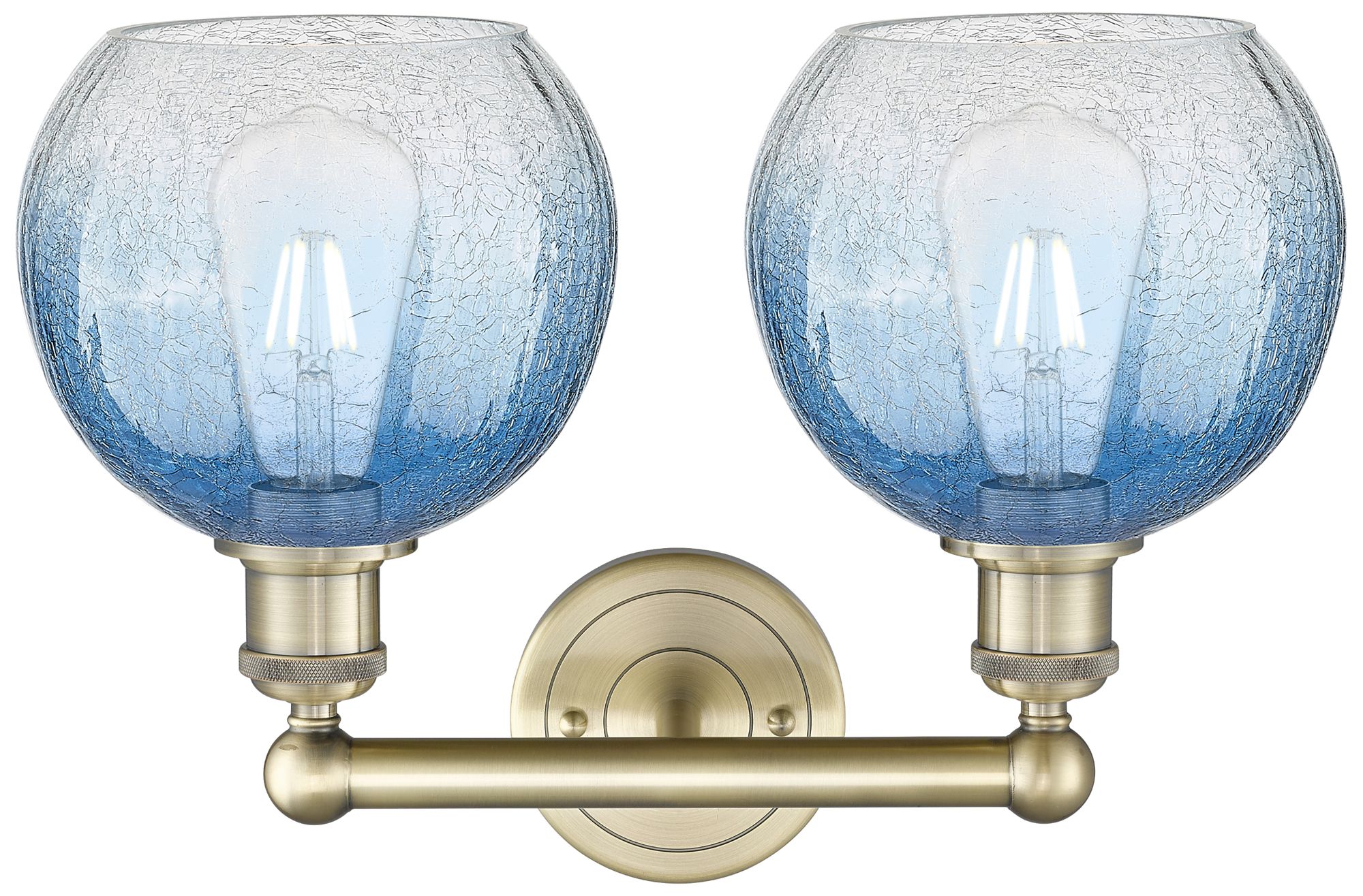 Image 2 Brookhaven Globe 12"H 2-Light Brass Vanity Light w/ Sapphire Blue Shade more views