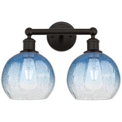 Brookhaven Globe 12"H 2-Light Bronze Bath Vanity Light w/ Sapphire Shade