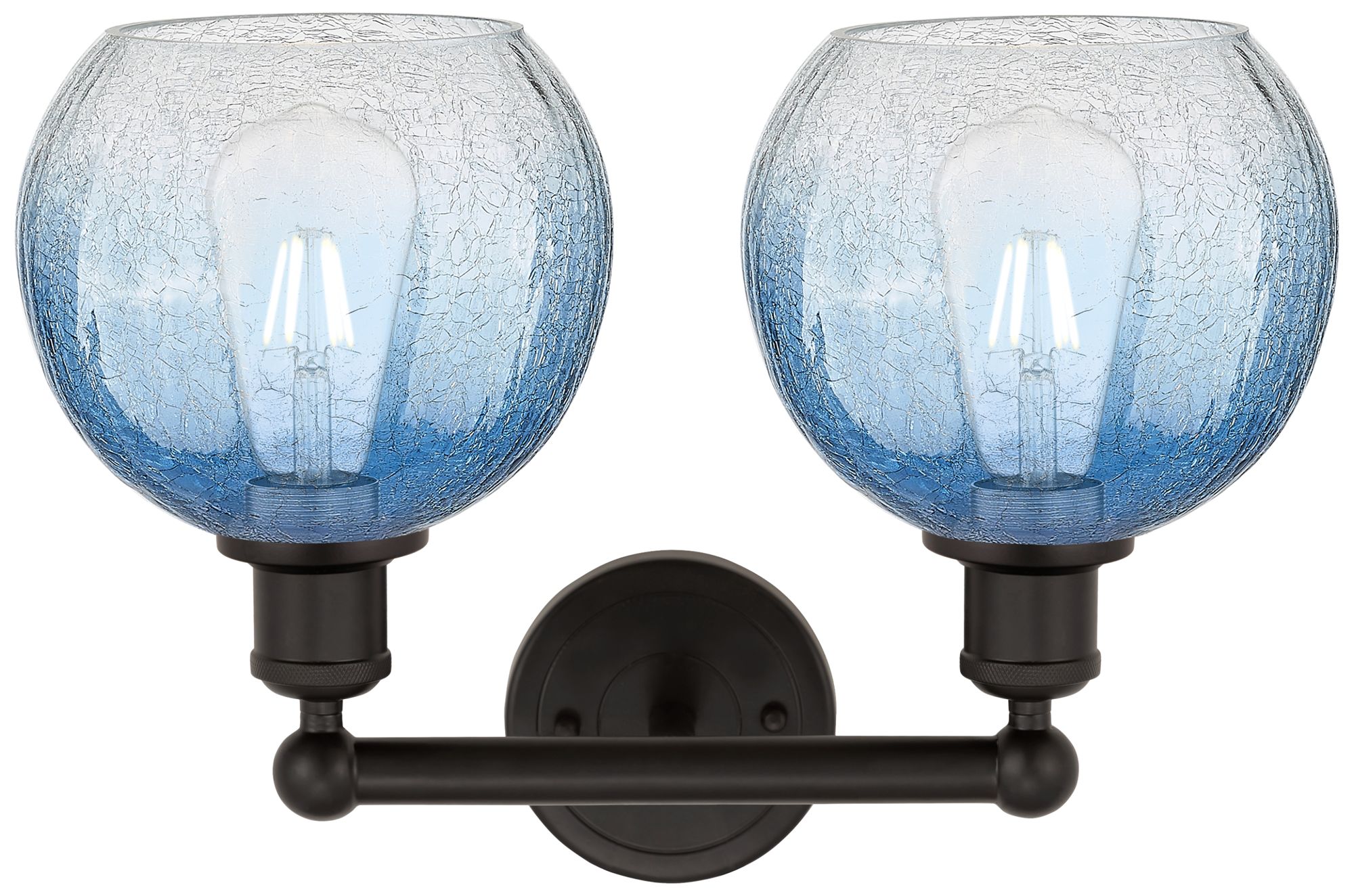 Image 2 Brookhaven Globe 12"H 2-Light Bronze Bath Vanity Light w/ Sapphire Shade more views