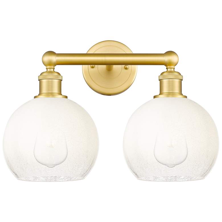 Image 1 Brookhaven Globe 12"H 2-Light Satin Gold Bath Vanity Light w/ Opal Shade