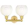 2_Brookhaven Globe 12"H 2-Light Satin Gold Bath Vanity Light w/ Opal Shade more views