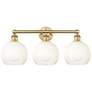 1_Brookhaven Globe 12"H 3-Light Brushed Brass Vanity Light w/ Opal Shade