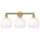 Brookhaven Globe 12"H 3-Light Brushed Brass Vanity Light w/ Opal Shade