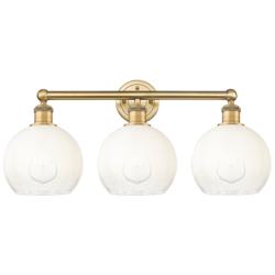 Brookhaven Globe 12"H 3-Light Brushed Brass Vanity Light w/ Opal Shade