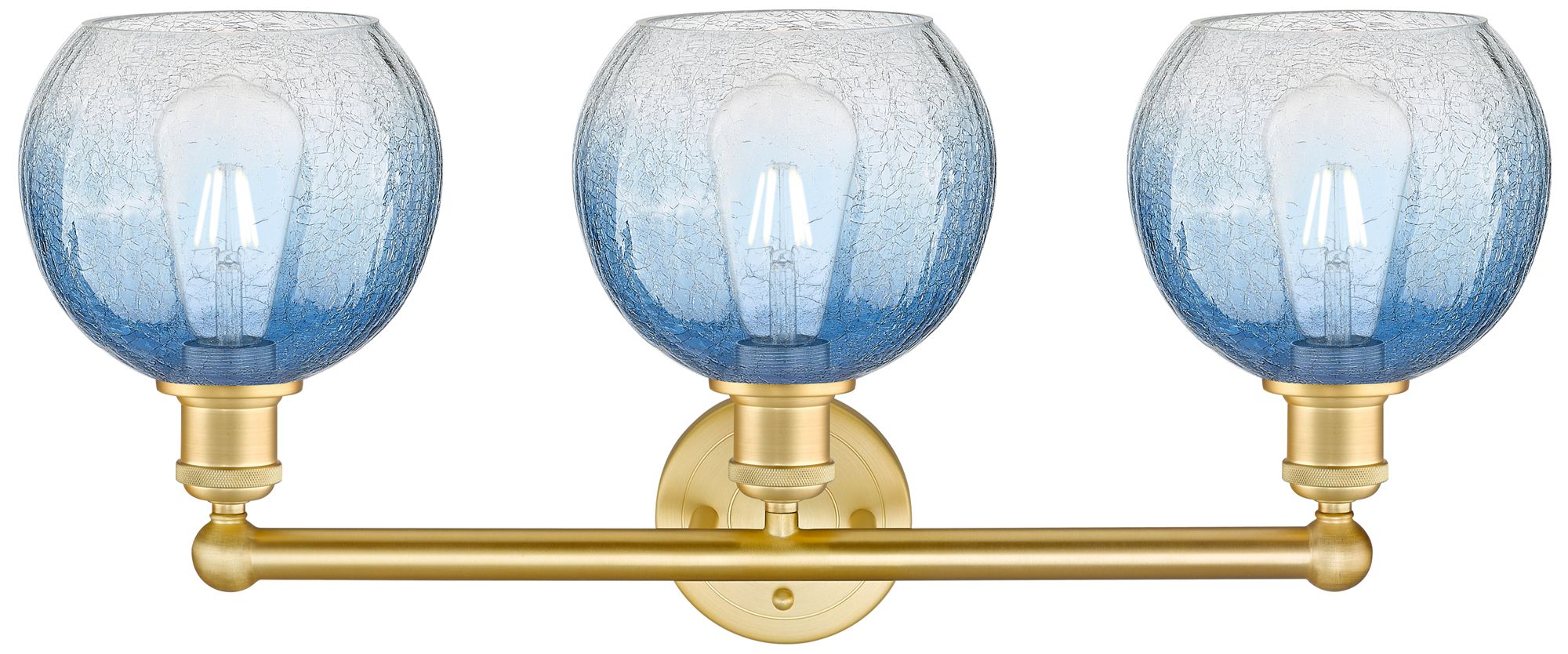 Image 2 Brookhaven Globe 12"H 3-Light Satin Gold Vanity Light w/ Sapphire Shade more views