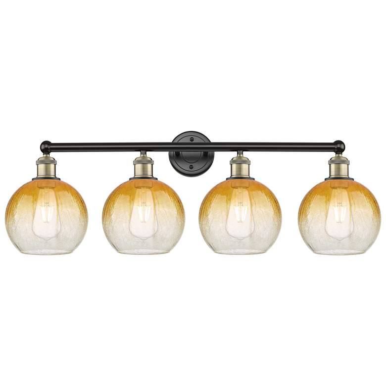 Image 1 Brookhaven Globe 12"H 4-Light Black Brass Bath Vanity Light w/ Amber Shade