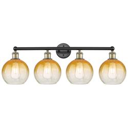 Brookhaven Globe 12"H 4-Light Black Brass Bath Vanity Light w/ Amber Shade