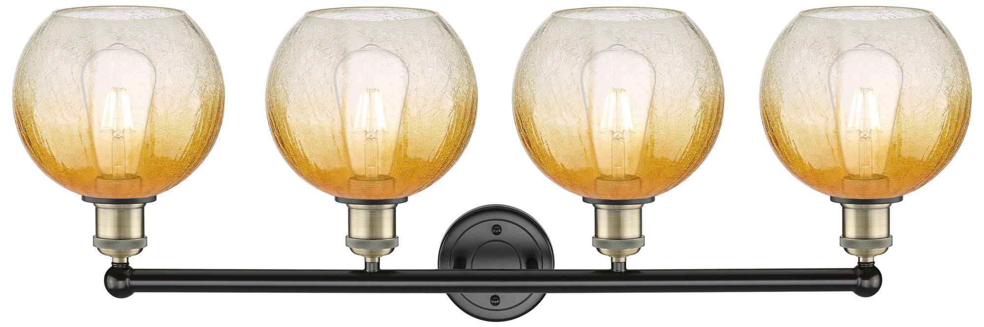 Image 2 Brookhaven Globe 12"H 4-Light Black Brass Bath Vanity Light w/ Amber Shade more views