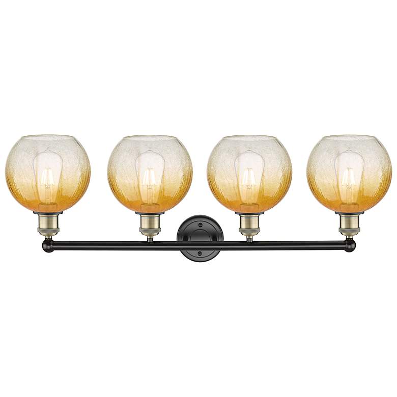 Image 2 Brookhaven Globe 12"H 4-Light Black Brass Bath Vanity Light w/ Amber Shade more views