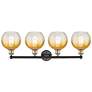 Brookhaven Globe 12"H 4-Light Black Brass Bath Vanity Light w/ Amber Shade