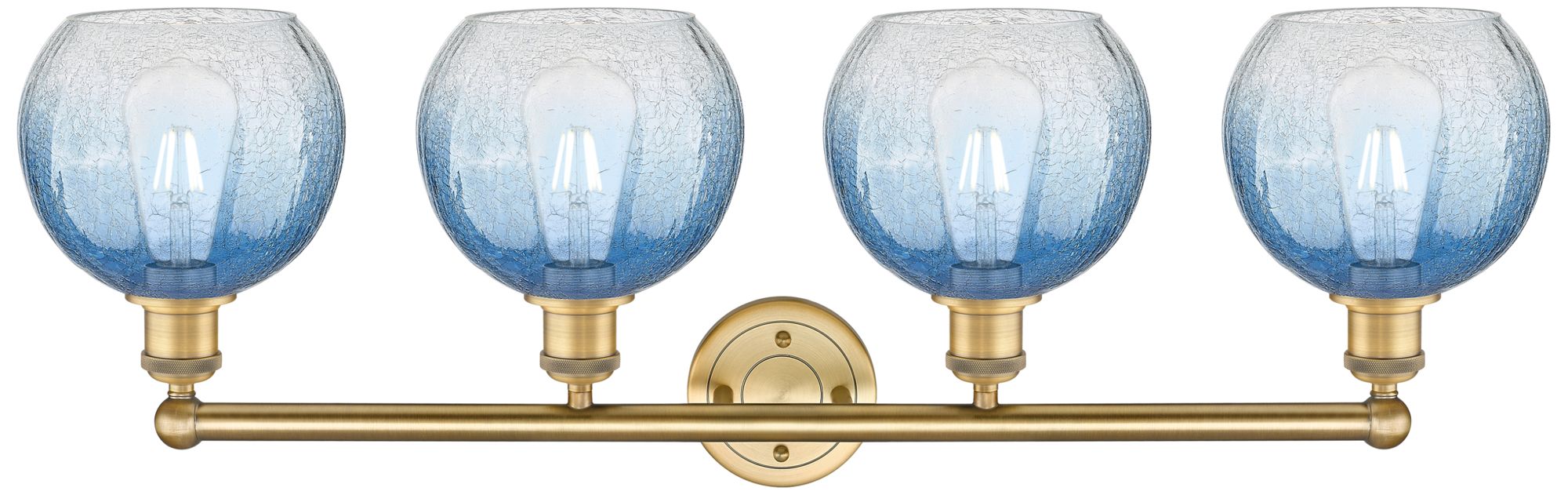 Image 2 Brookhaven Globe 12"H 4-Light Brushed Brass Vanity Light w/ Sapphire Shade more views