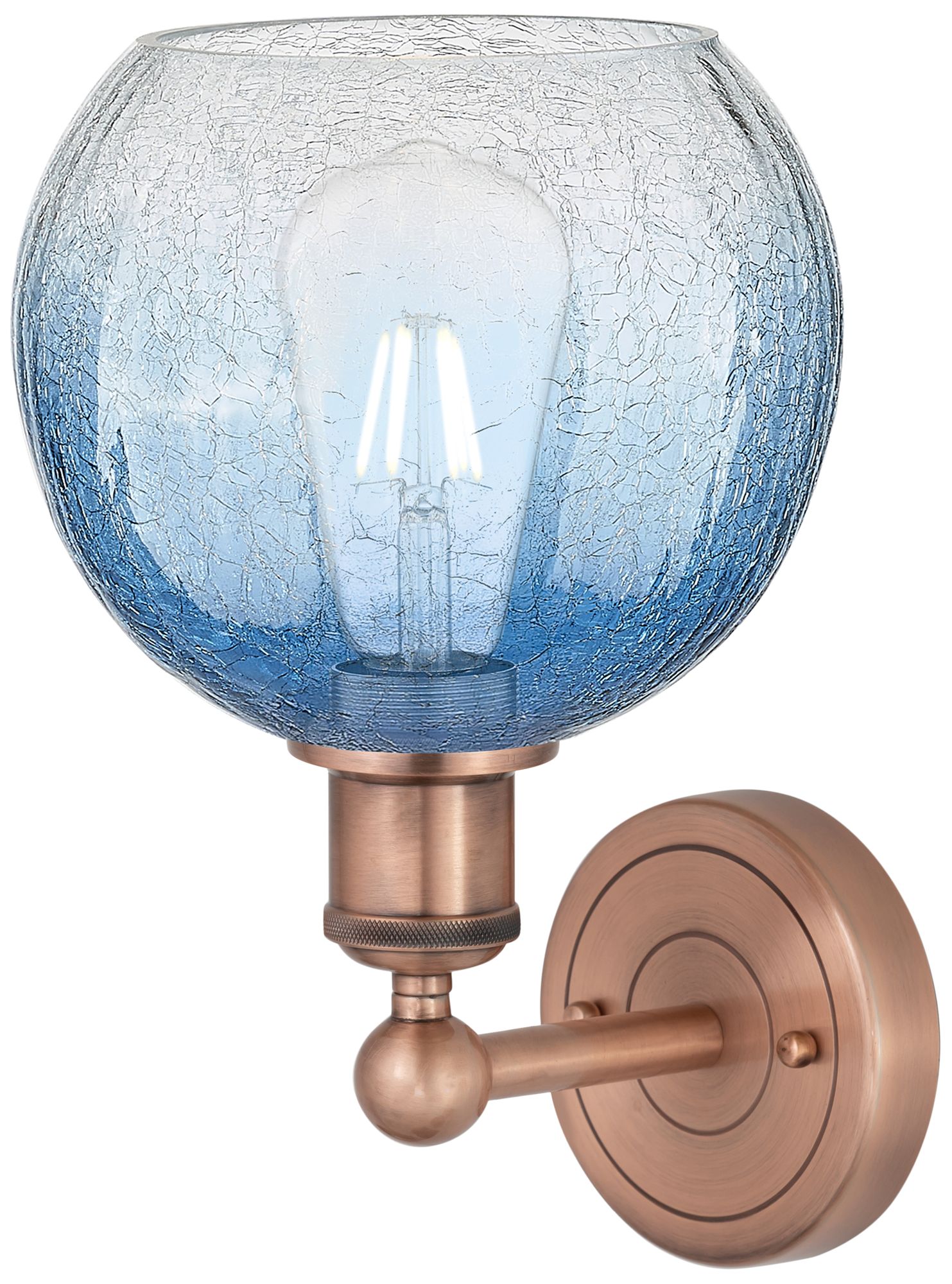 Image 2 Brookhaven Globe 12" High Antique Copper Sconce with Sapphire Blue Shade more views