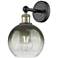Brookhaven Globe 12" High Black Antique Brass Sconce with Slate Shade
