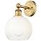 Brookhaven Globe 12" High Brushed Brass Sconce with Opal Shade