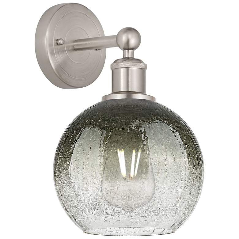 Image 1 Brookhaven Globe 12" High Brushed Satin Nickel Sconce with Slate Shade