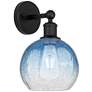 1_Brookhaven Globe 12" High Matte Black Sconce with Sapphire Blue Shade