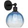 Brookhaven Globe 12" High Matte Black Sconce with Sapphire Blue Shade