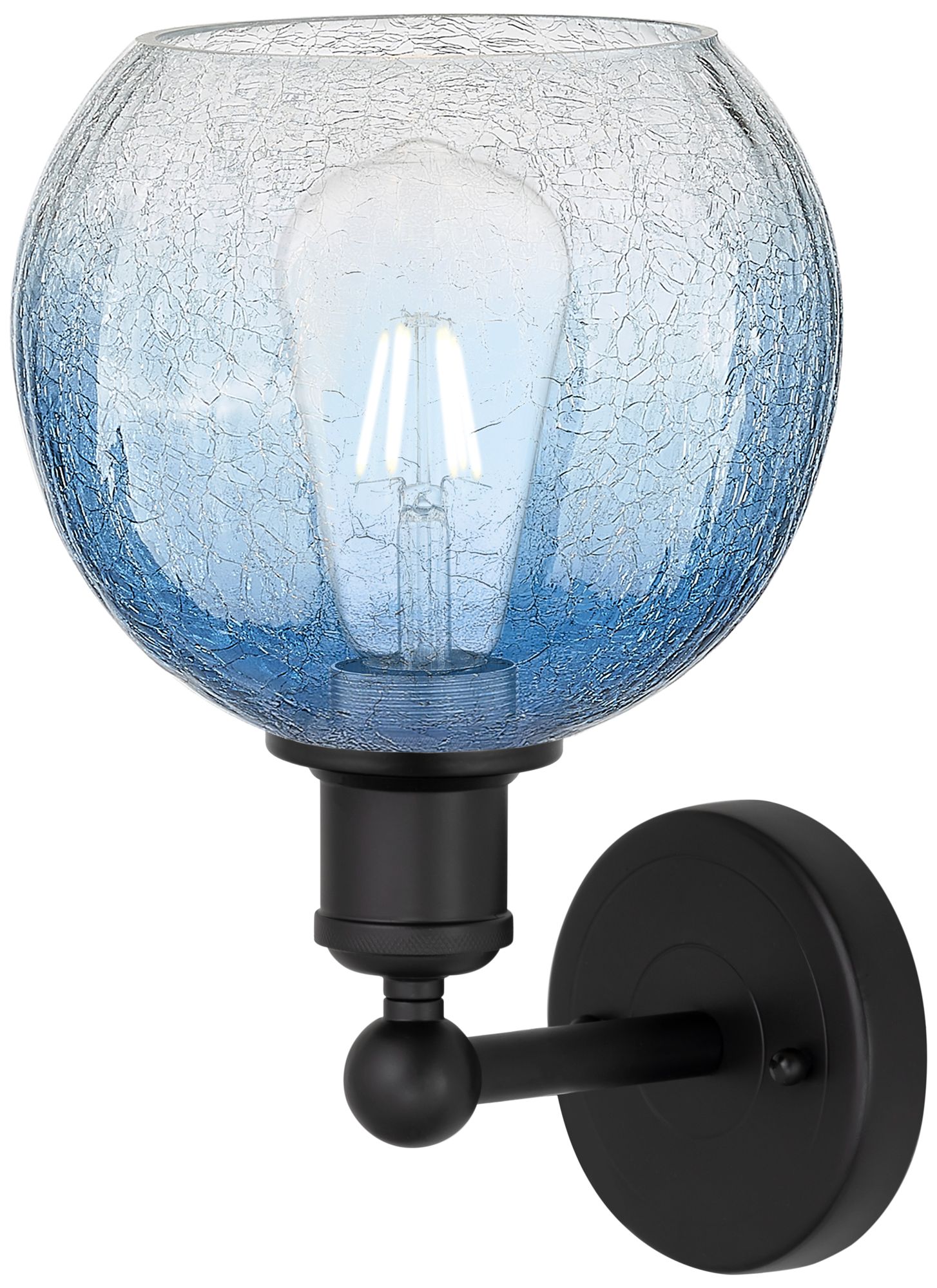 Image 2 Brookhaven Globe 12" High Matte Black Sconce with Sapphire Blue Shade more views
