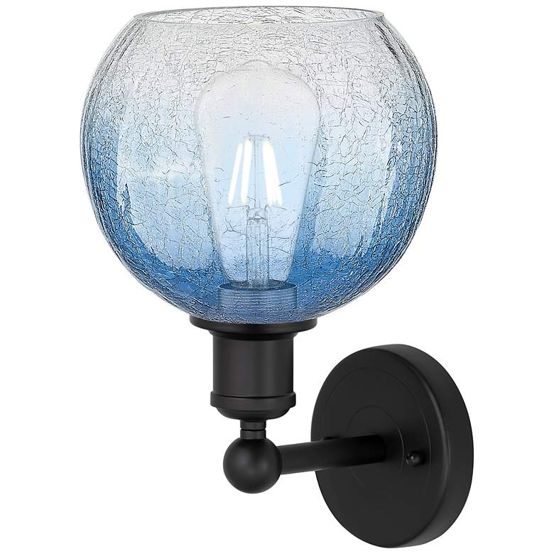 Image 2 Brookhaven Globe 12" High Matte Black Sconce with Sapphire Blue Shade more views