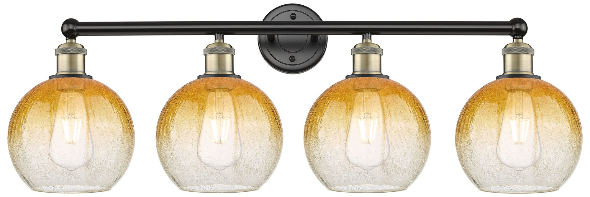 Brookhaven Globe 12"H 4-Light Black Brass Bath Vanity Light w/ Amber S