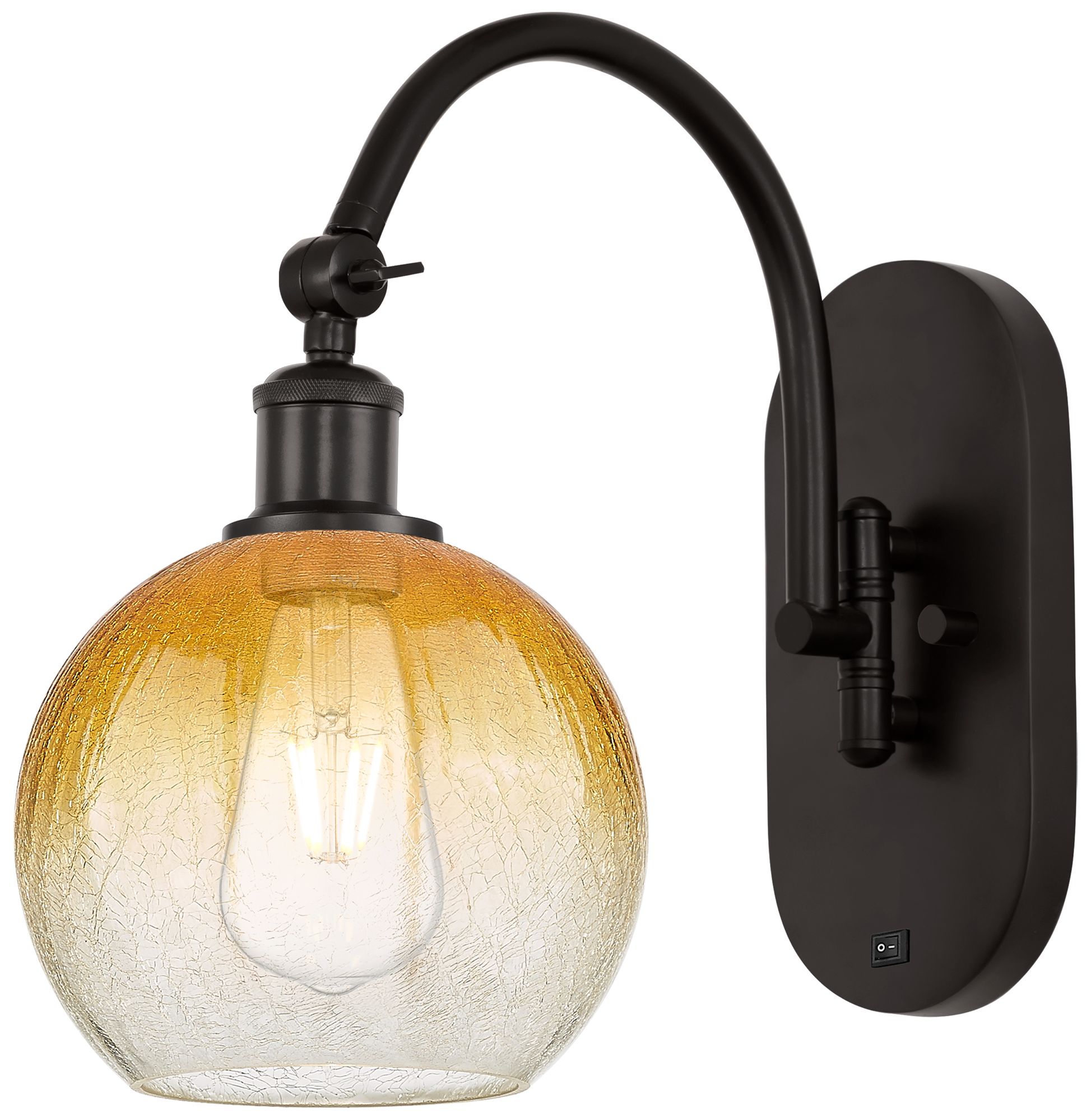 Brookhaven Globe 14"H Oil Rubbed Bronze Swiveling Sconce w/ Amber Shade