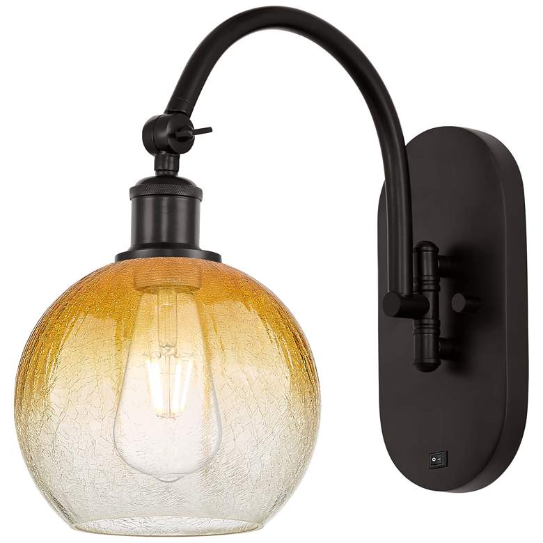 Image 1 Brookhaven Globe 14"H Oil Rubbed Bronze Swiveling Sconce w/ Amber Shade