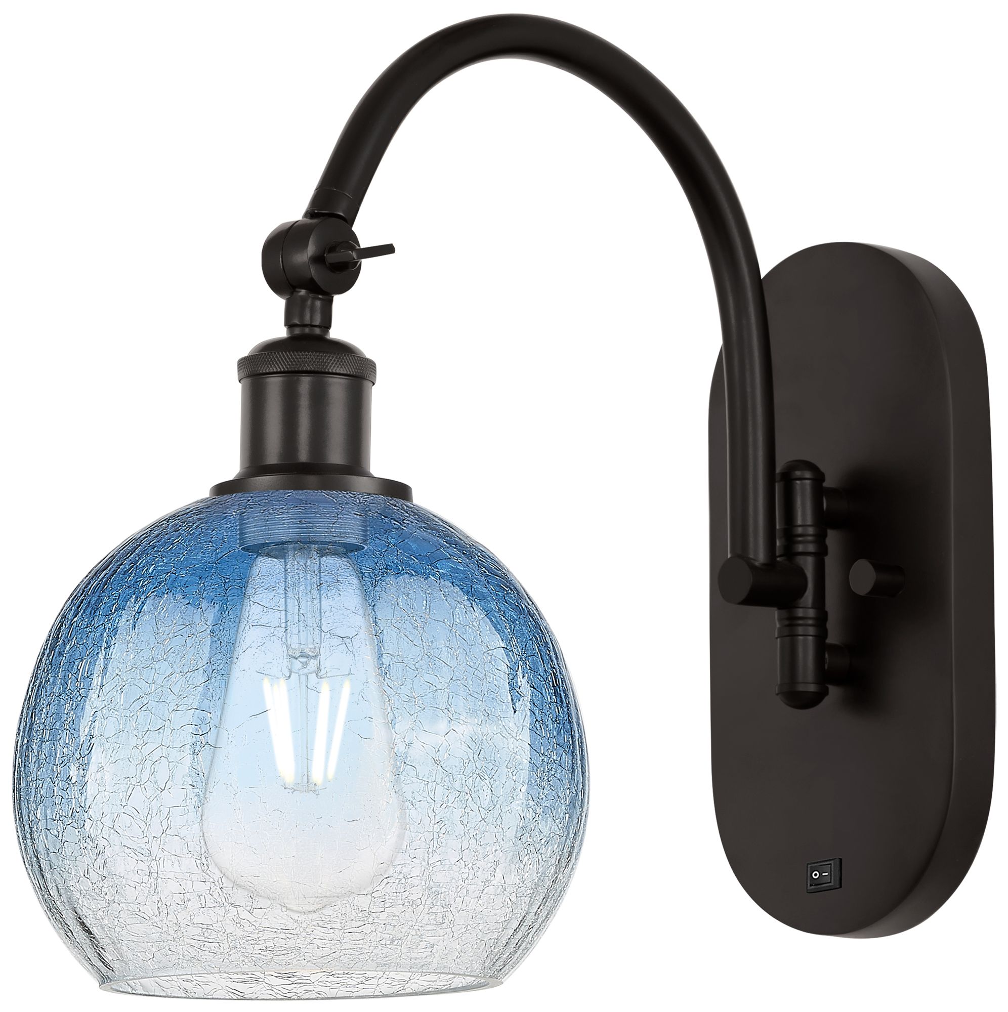 Brookhaven Globe 14"H Oil Rubbed Bronze Swiveling Sconce w/ Sapphire Shade